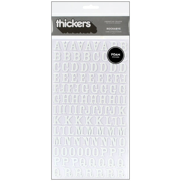 American Crafts Thickers Alphabet Foam Stickers 2 Per Package-Rockabye - White