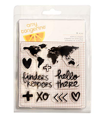 American Crafts - 9 Piece - Amy Tan - Finders Keepers - Acrylic Stamps - Map