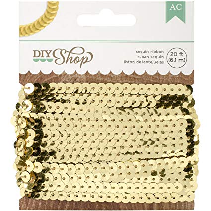 American Crafts DIY Shop Gold Sequin Ribbon