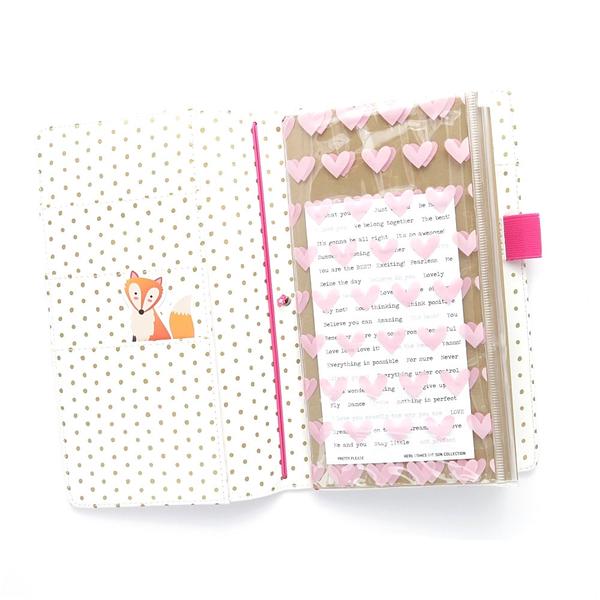 Freckled Fawn - Traveler's Notebook Pouch Insert - Pink Hearts - Standard Size